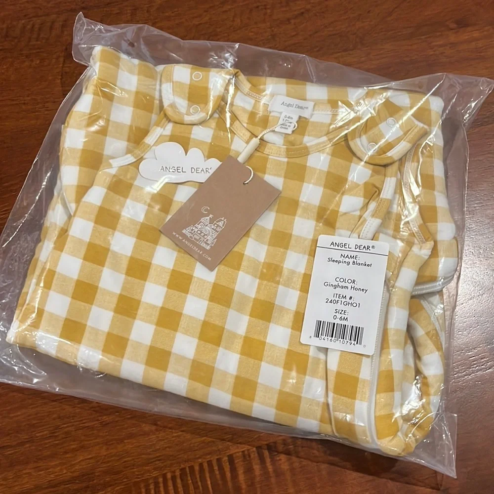NWT Angel Dear Sleep Bag - Honey Gingham - 0/6m